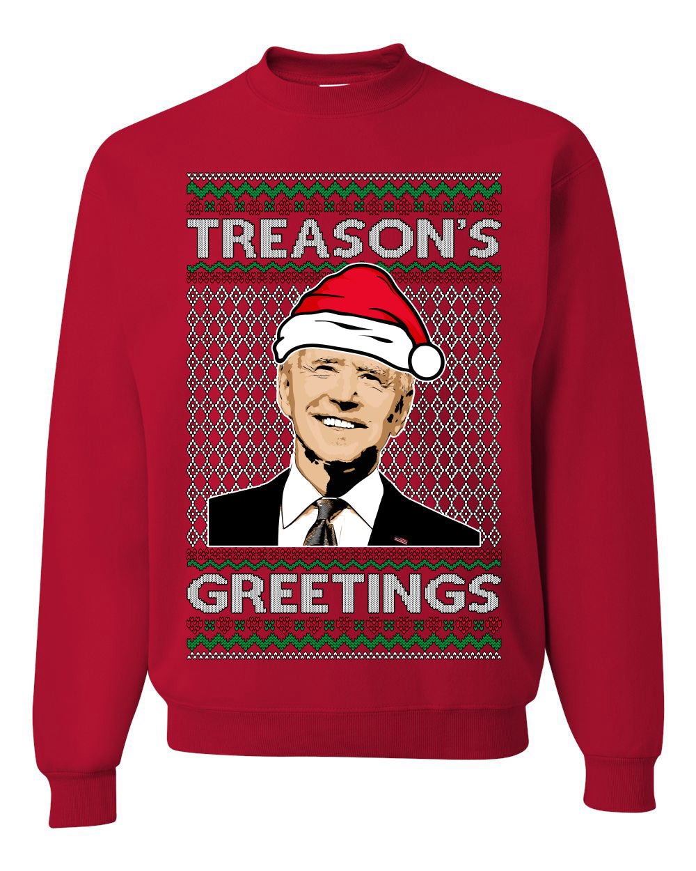 Treason's Greetings Biden President Humor Ugly Christmas Sweater, Christmas Gifts, Funny Xmas Gift Idea, Unisex Crewneck Sweatshirt