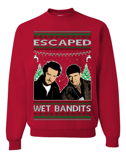Escaped Bandits Classic Home Holiday Movie, Christmas Gifts, Funny Xmas Gift Idea, Ugly Christmas Sweater Unisex Crewneck Sweatshirt