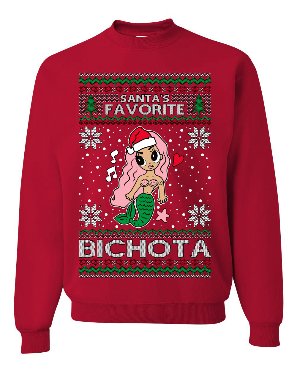 Christmas Karol Santa's Favorite Bichota, Christmas Gifts, Funny Xmas Gift Idea, Ugly Christmas Sweater Unisex Crewneck Sweatshirt