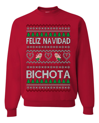 Feliz Navidad Bichota, Christmas Gifts, Funny Xmas Gift Idea, Ugly Christmas Sweater Unisex Crewneck Sweatshirt