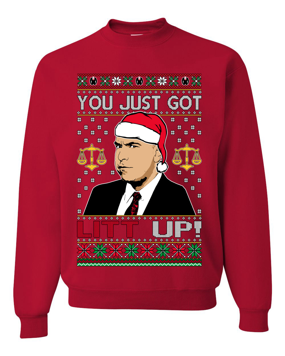 Just Got Litt Up Louis, TV Series, Christmas Gifts, Funny Xmas Gift Idea, Ugly Christmas Sweater Unisex Crewneck Sweatshirt