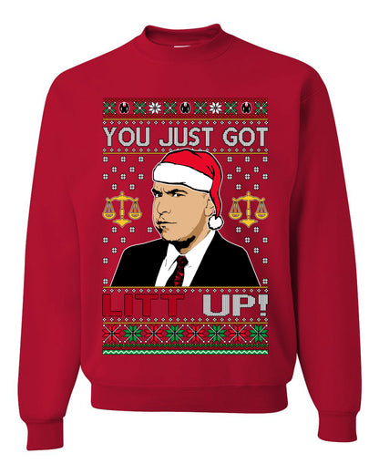 Just Got Litt Up Louis, TV Series, Christmas Gifts, Funny Xmas Gift Idea, Ugly Christmas Sweater Unisex Crewneck Sweatshirt