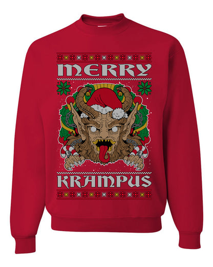 Merry Krampus Scary Xmas Movie, Christmas Gifts, Funny Xmas Gift Idea, Ugly Christmas Sweater Unisex Crewneck Sweatshirt