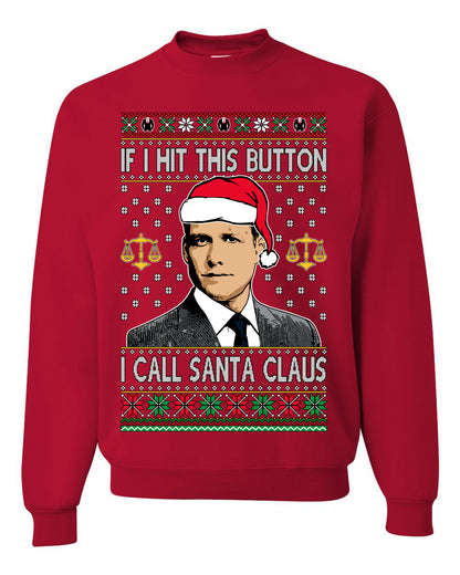 TV Show Parody Harvey Hit This Button I Call Santa Specter, Christmas Gifts, Funny Xmas Gift Idea, Ugly Christmas Sweater Unisex Crewneck Sweatshirt