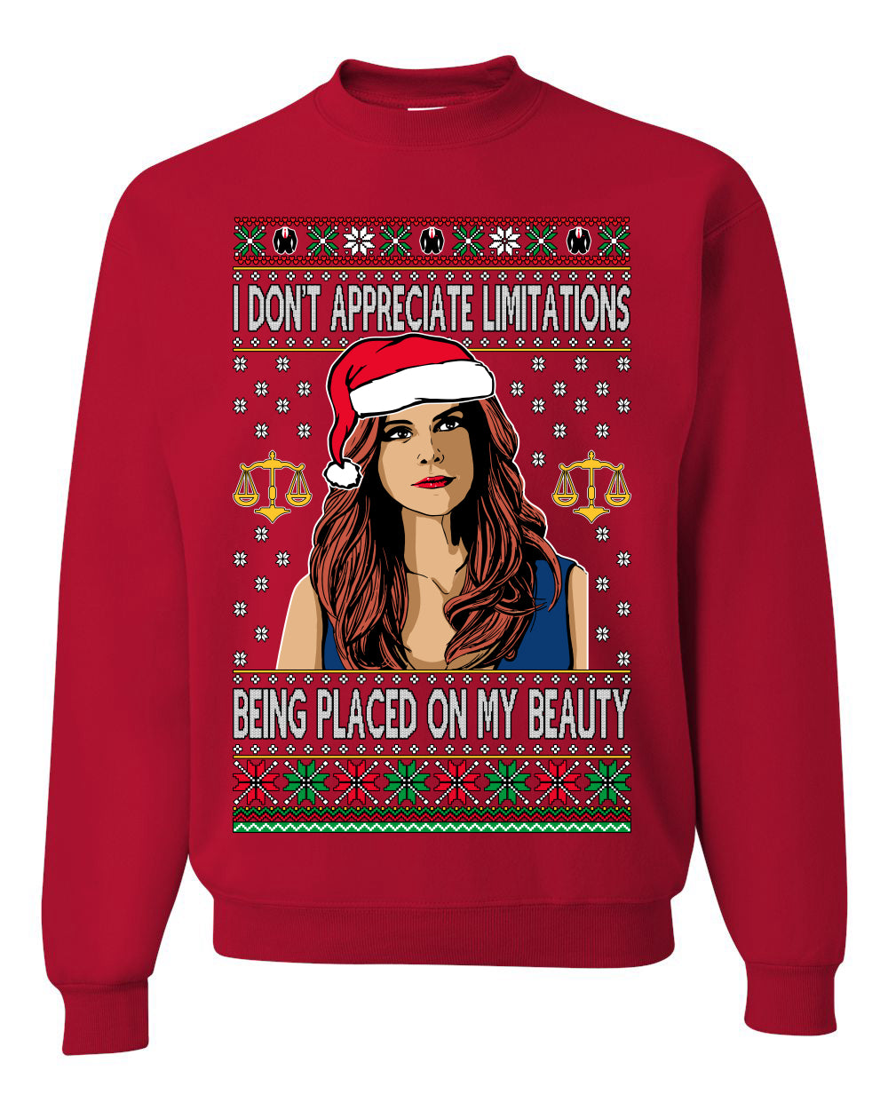 Donna TV Show Parody Don't Appreciate Limitations Being Placed, Christmas Gifts, Funny Xmas Gift Idea, Ugly Christmas Sweater Unisex Crewneck Sweatshirt