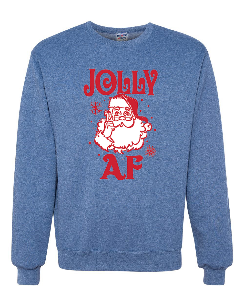 Unisex Graphic Crewneck Christmas Sweatshirt, Santa Jolly AF Ugly Christmas Sweater Unisex Crewneck Sweatshirt