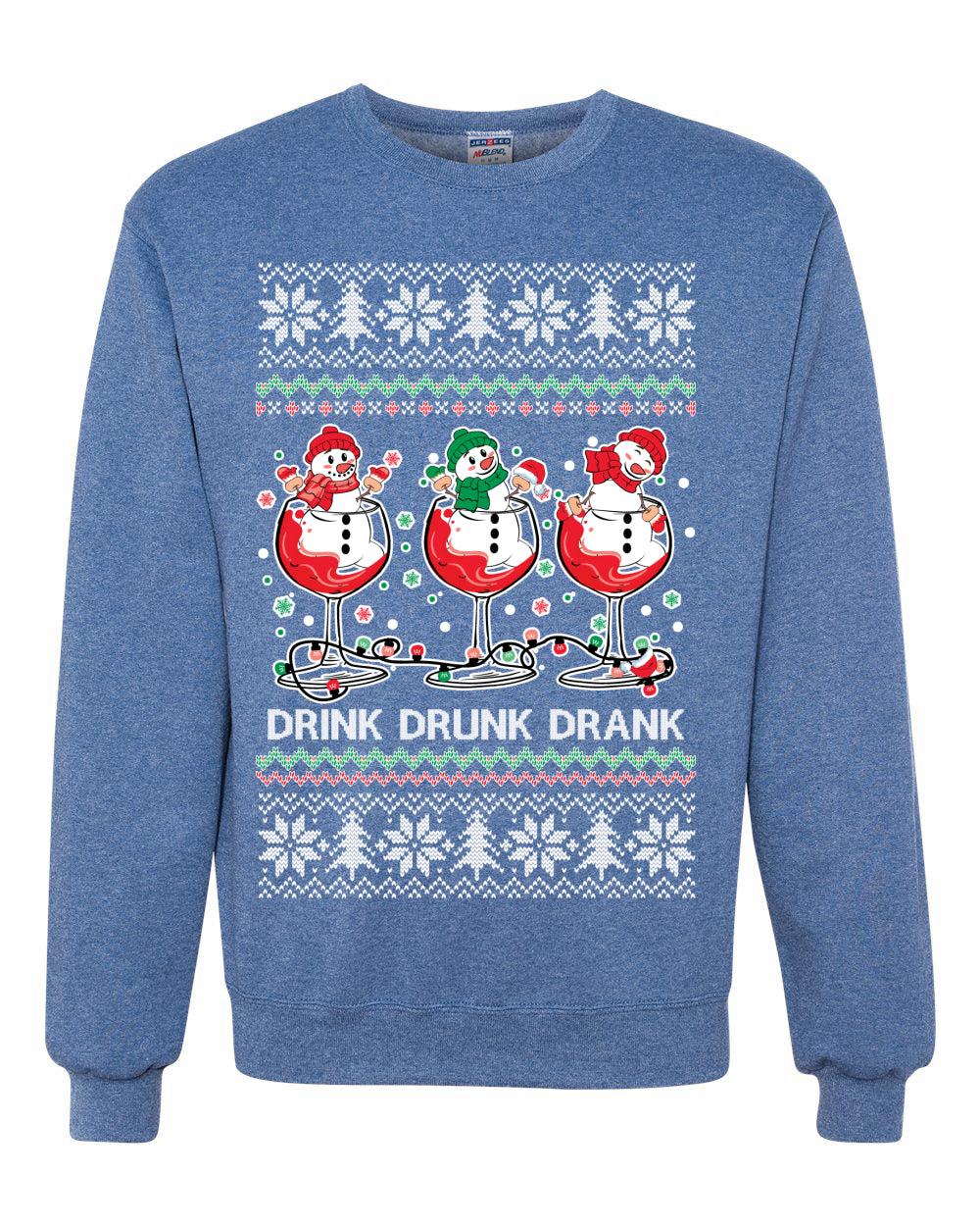 Holiday Spirits Drink Drank Drunk Snowmen, Christmas Gifts, Funny Xmas Gift Idea, Ugly Christmas Sweater Unisex Crewneck Sweatshirt