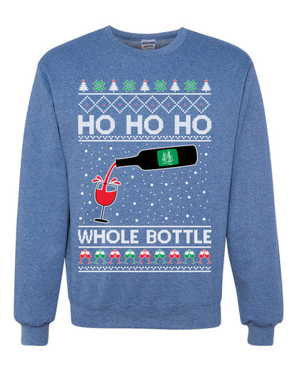Ho Ho Ho Whole Bottle Wine Spirits, Christmas Gifts, Funny Xmas Gift Idea, Ugly Christmas Sweater Unisex Crewneck Sweatshirt