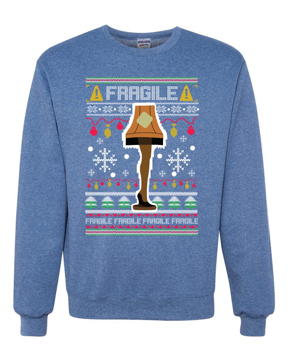 Men's Funny Ugly Xmas Holiday Sweater Long Sleeves Wild Bobby's Fragile Leg Lamp Ugly Christmas Sweater Unisex Crewneck Sweatshirt