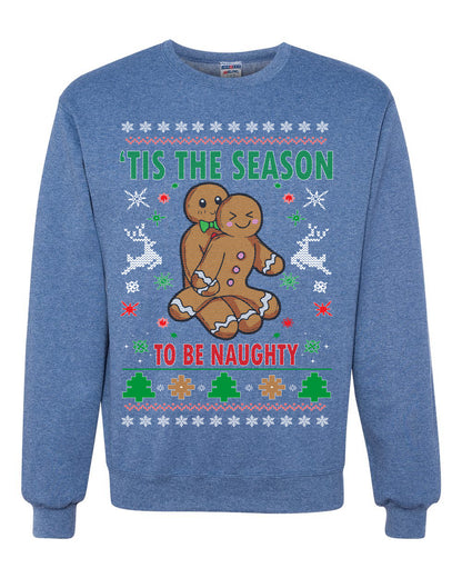 Graphic Ugly Christmas Hoodie Sweater Sweatshirt Tis' The Season To Be Naughty Ugly Christmas Sweater Unisex Crewneck Sweatshirt