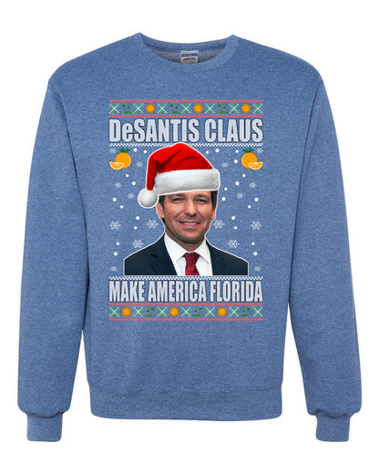 Men's Ugly Christmas Tri Blend Premium T-Shirt, Desantis Claus Ugly Christmas Sweater Unisex Crewneck Sweatshirt