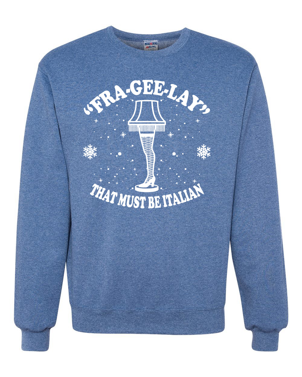Christmas Graphic Apron for Butcher BBQ Grilling Cooking Kitchen Fra-Gee-Lay That Must Be Italian Leg Lamp Ugly Christmas Sweater Unisex Crewneck Sweatshirt