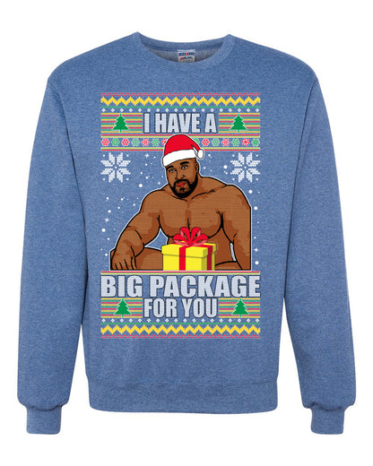 Graphic Meme Ugly Christmas Crewneck Sweater Sweatshirt "I Have A Big Package" Ugly Christmas Sweater Unisex Crewneck Sweatshirt