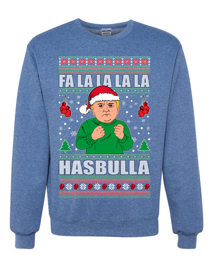 Men's Ugly Xmas Long Sleeve Shirt Sweater, FA la la la la HASBULla Ugly Christmas Sweater Unisex Crewneck Sweatshirt