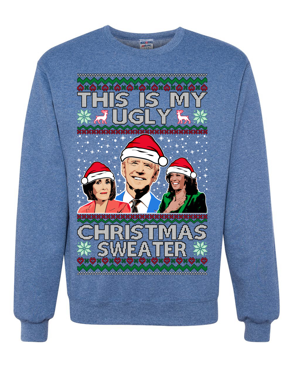Men's Graphic Ugly Xmas Sweater, This is My Ugly Christmas Sweater, Anti Democrat Biden Kamala Pelosi, Wild Bobby  Ugly Christmas Sweater Unisex Crewneck Sweatshirt