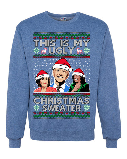 Men's Graphic Ugly Xmas Sweater, This is My Ugly Christmas Sweater, Anti Democrat Biden Kamala Pelosi, Wild Bobby  Ugly Christmas Sweater Unisex Crewneck Sweatshirt