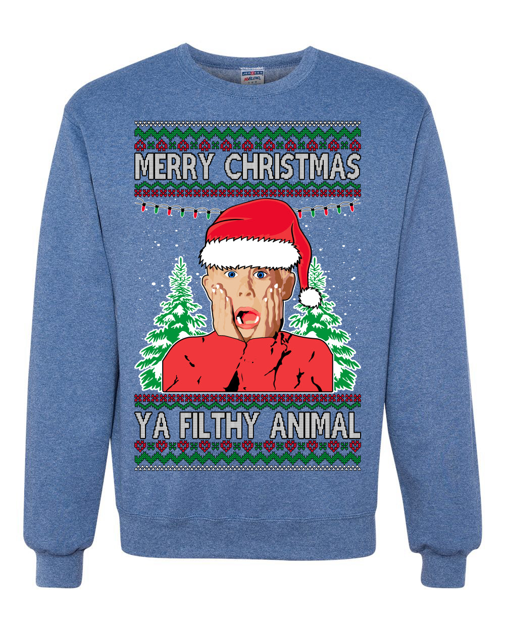 Filthy Animal Christmas Sweatshirt Kevin Movie Christmas Sweater, Ugly Christmas Sweater Unisex Crewneck Sweatshirt Ugly Christmas Sweater Unisex Crewneck Sweatshirt