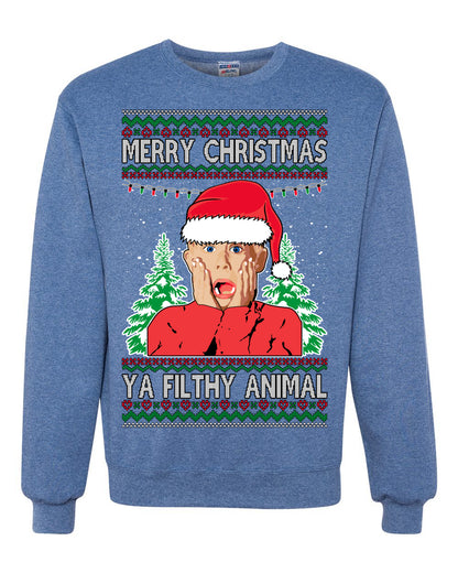 Ugly Unisex Crewneck Sweater Merry Christmas Home Alone Kid Ugly Christmas Sweater Unisex Crewneck Sweatshirt