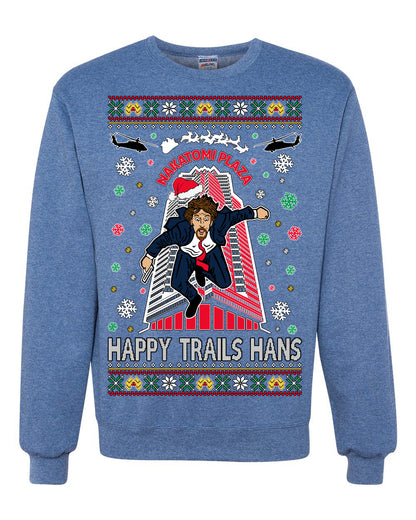 Crewneck Ugly Holiday Unisex Sweater Sweatshirt Nakatomi Plaza Happy Trails Hans Ugly Christmas Sweater Unisex Crewneck Sweatshirt