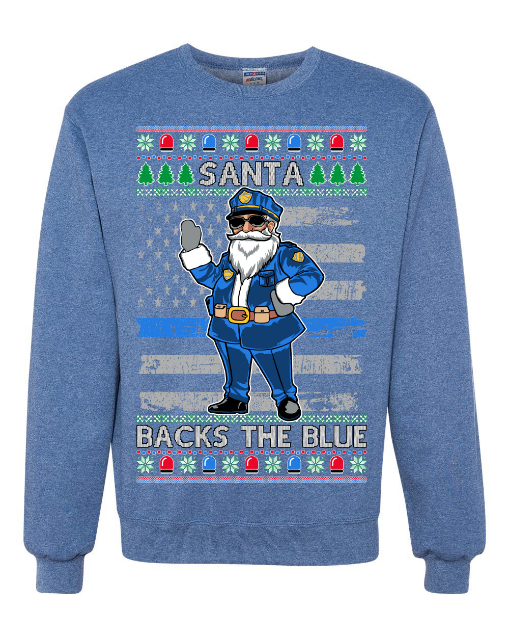 Santa Backs the Blue, Christmas Gifts, Funny Xmas Gift Idea, Ugly Christmas Sweater Unisex Crewneck Sweatshirt