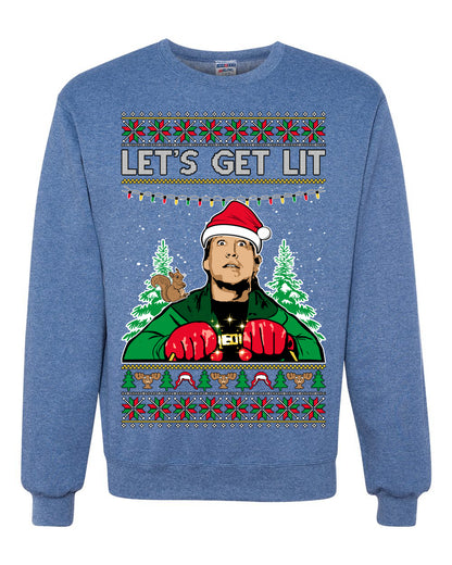 Let's Get Lit Clark Vacation Movie Parody Ugly Christmas Sweater, Christmas Gifts, Funny Xmas Gift Idea, Unisex Crewneck Sweatshirt