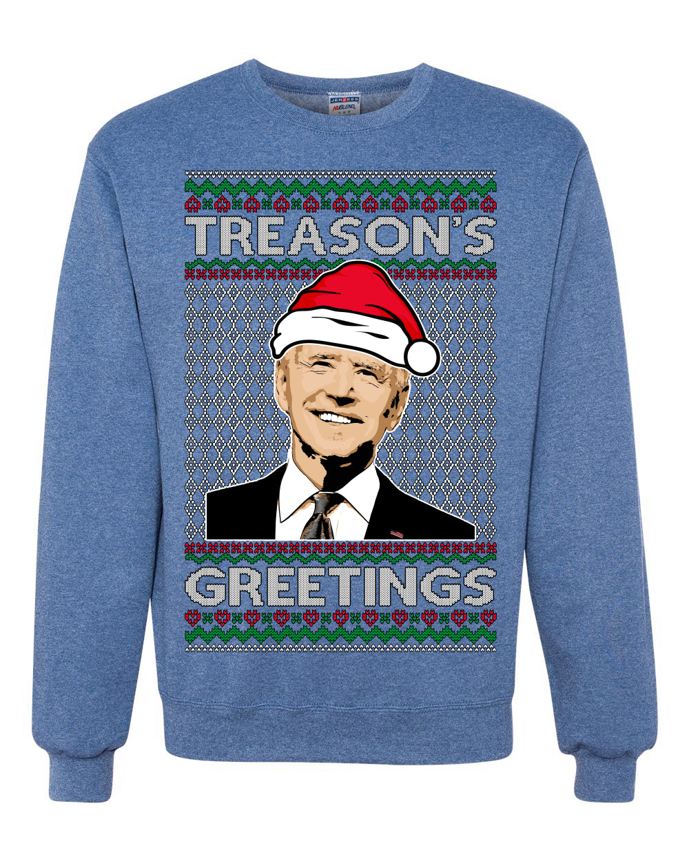 Treason's Greetings Biden President Humor Ugly Christmas Sweater, Christmas Gifts, Funny Xmas Gift Idea, Unisex Crewneck Sweatshirt