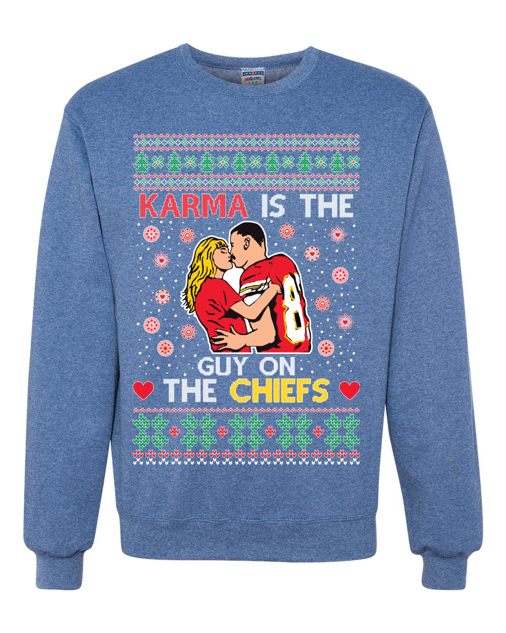 Karma is the Guy on the Football Team, Christmas Gifts, Funny Xmas Gift Idea, Ugly Christmas Sweater Unisex Crewneck Sweatshirt