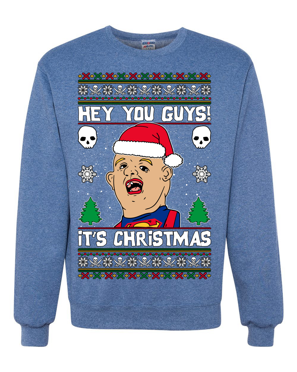 Hey You Guys! It's Sloth Never Say Die, Christmas Gifts, Funny Xmas Gift Idea, Ugly Christmas Sweater Unisex Crewneck Sweatshirt