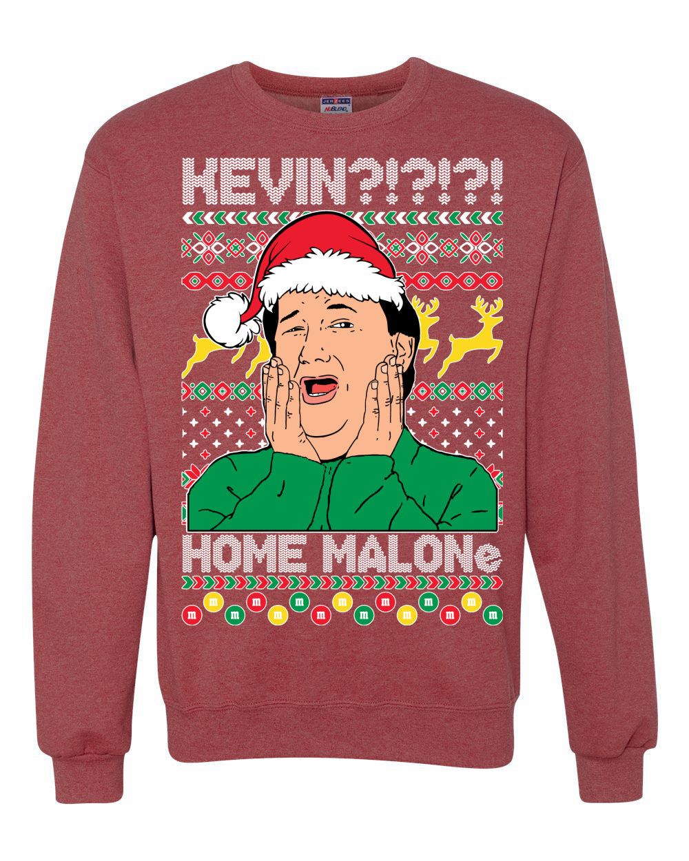 Unisex Christmas Graphic Sweatshirt Crewneck, Kevin Home Malone The Office TV Ugly Christmas Sweater Unisex Crewneck Sweatshirt