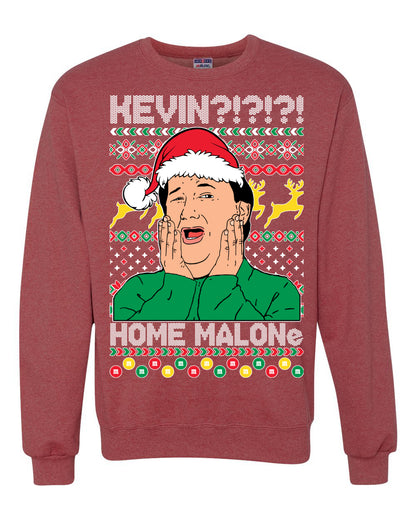 Unisex Christmas Graphic Sweatshirt Crewneck, Kevin Home Malone The Office TV Ugly Christmas Sweater Unisex Crewneck Sweatshirt