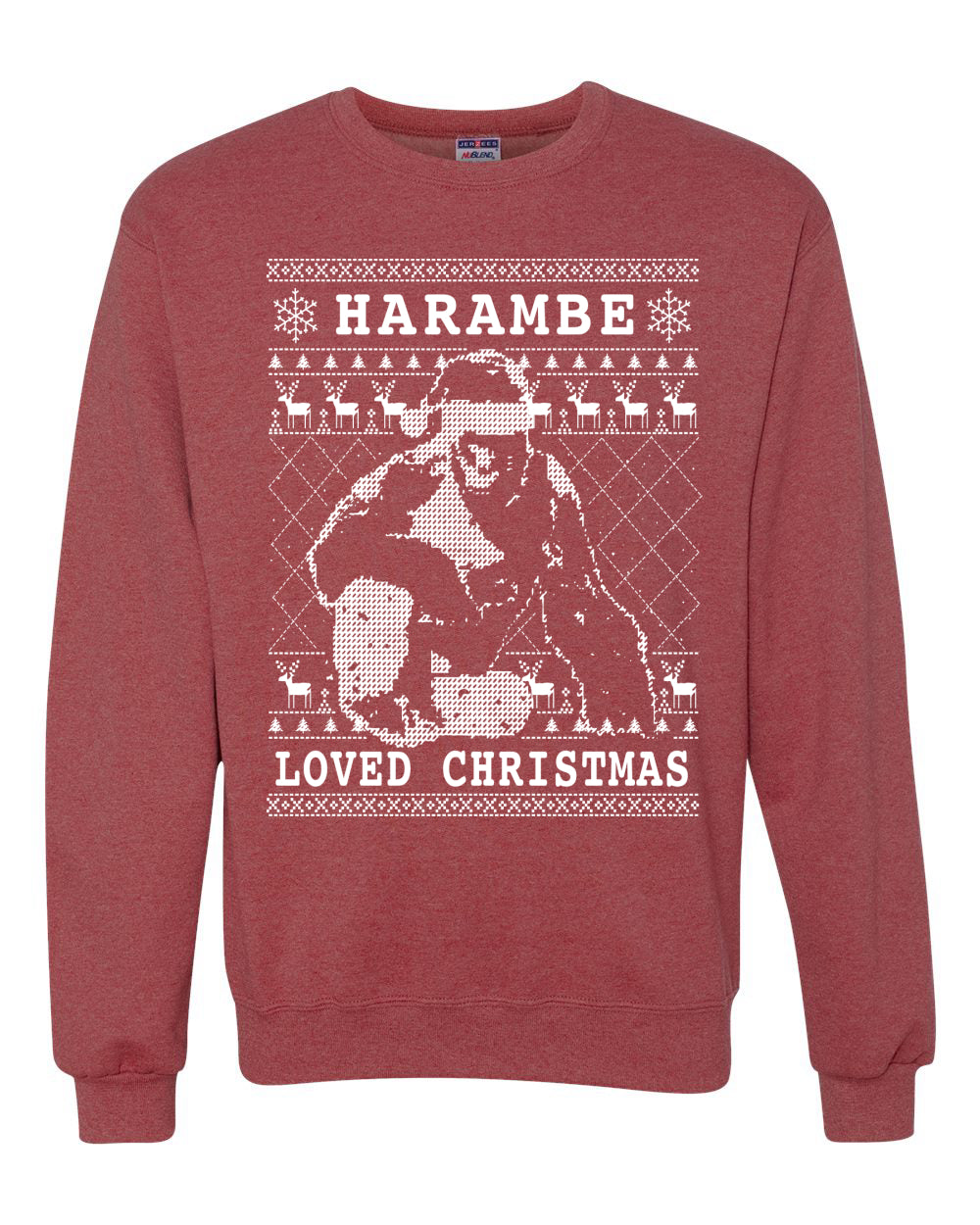 Ugly Christmas Graphic Hoodie Sweater Sweatshirt Harambe Loved Christmas Funny Meme Holiday Gorilla  Ugly Christmas Sweater Unisex Crewneck Sweatshirt