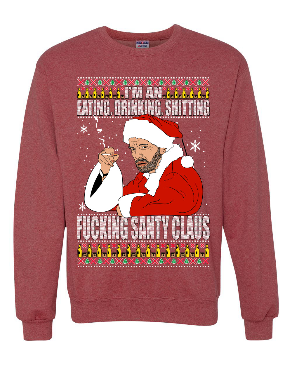 Bad Santa Fucking Santy Claus, Christmas Gifts, Funny Xmas Gift Idea, Ugly Christmas Sweater Unisex Crewneck Sweatshirt