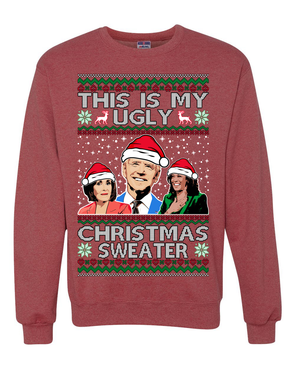 Men's Graphic Ugly Xmas Sweater, This is My Ugly Christmas Sweater, Anti Democrat Biden Kamala Pelosi, Wild Bobby  Ugly Christmas Sweater Unisex Crewneck Sweatshirt