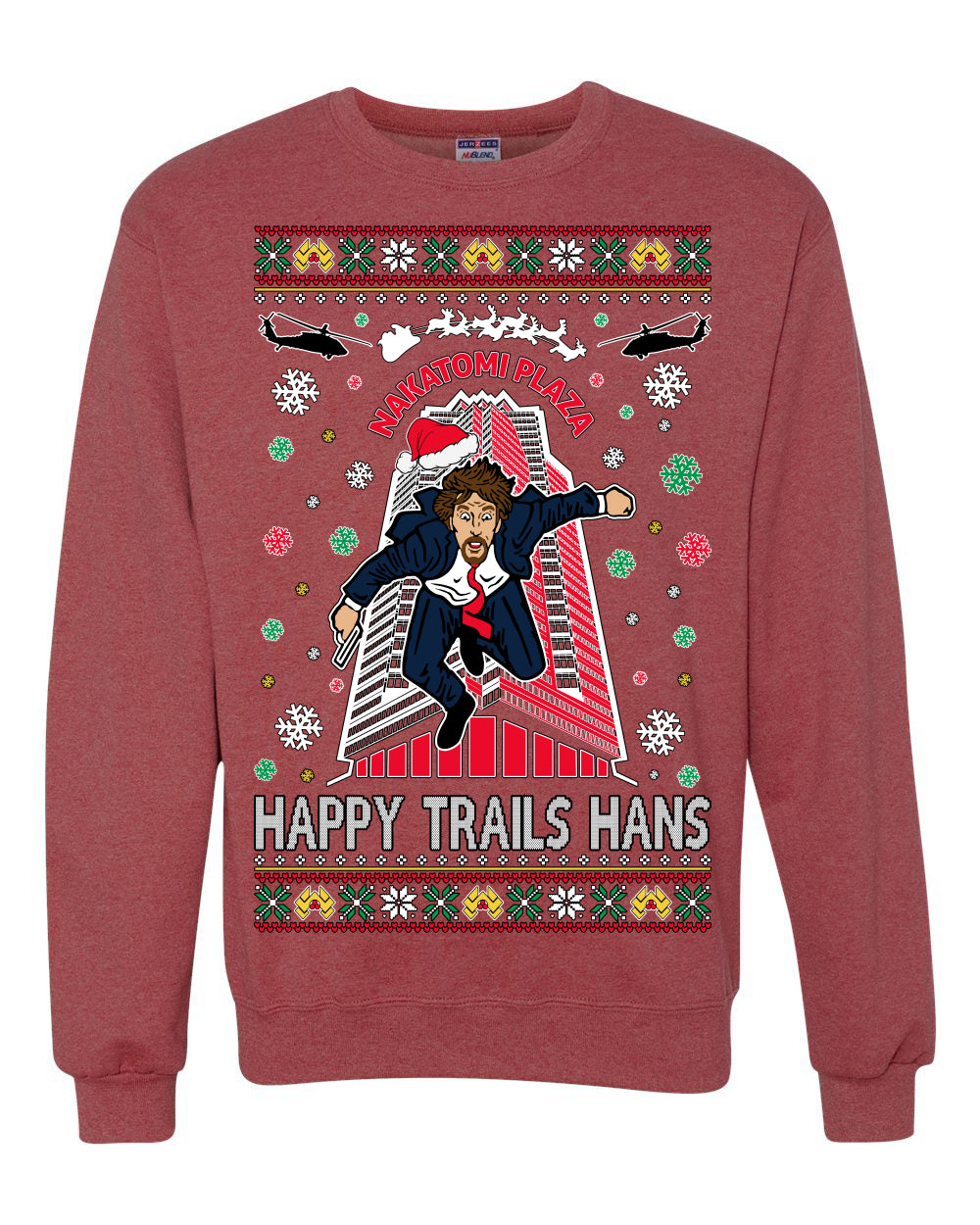 Crewneck Ugly Holiday Unisex Sweater Sweatshirt Nakatomi Plaza Happy Trails Hans Ugly Christmas Sweater Unisex Crewneck Sweatshirt