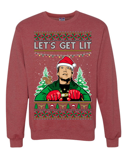 Let's Get Lit Clark Vacation Movie Parody Ugly Christmas Sweater, Christmas Gifts, Funny Xmas Gift Idea, Unisex Crewneck Sweatshirt