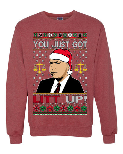 Just Got Litt Up Louis, TV Series, Christmas Gifts, Funny Xmas Gift Idea, Ugly Christmas Sweater Unisex Crewneck Sweatshirt